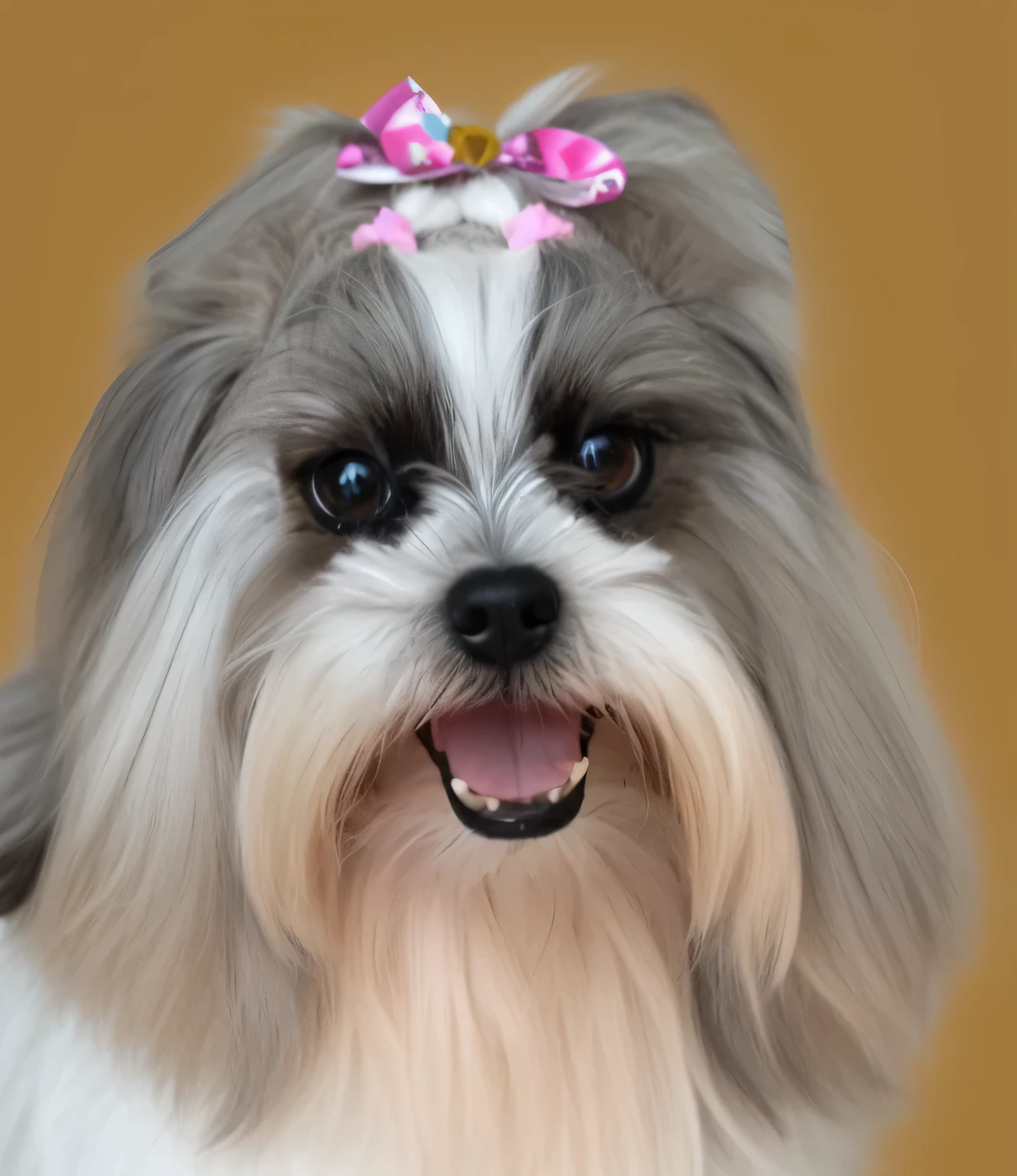 
a very cute dog, she is very happy, her look is very happy and bright, she is smiling, the image is very detailed