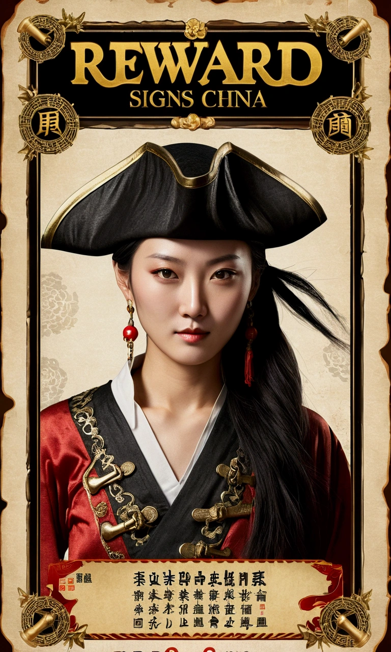 Reward signs for capturing China's most wanted female pirate