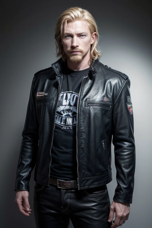 I would like to create a man called Richard Earnhardt, he is a former nascar driver, he has blond hair down to his shoulders, blue eyes and a blond mustache, nowadays he is part of a motorcycle club called Soul Reapers, he dresses in dark clothes and has an air macabre