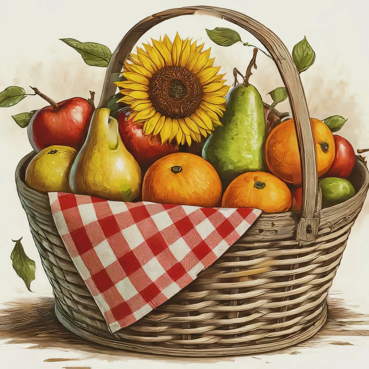 Illustration of one of a basket with apples and blueberries, uma cesta de frutas, frutas em uma cesta, cesta de frutas, Fruitful, estilo arcane, anime, sharpened details, Directed by: Laszlo Balogh, um pitoresco, Directed by: John Valentiny