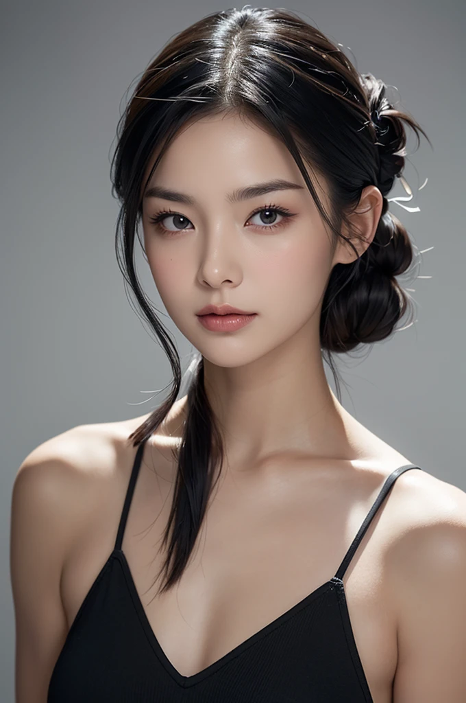 Lipstick in hand,Cosmetics commercial style,Commercial filming studio,close up face,fully body photo,masutepiece, The highest image quality, High quality, the background is clear,Beautiful woman, Japanese, Detailed, Ultra-detailed, finely detail, hight resolution, 8K Wallpaper, Perfect dynamic composition, Beautiful detailed eyes ,Detailed eyes, Detailed skin, Beautiful skin, 超hight resolution, (reality: 1.4),Very beautiful woman, Slightly younger face, Beautiful skin, slender, (Ultra photo realsisim), (hight resolution), (8K), (Very detailed) (beautifully detailed eyes), (super detailed), (Detailed face), view the viewer, Fine details, Detailed face, Staring straight ahead, Staring straight ahead, photos realistic, Bright lighting, Professional Lighting, Black hair,poneyTail,a baby face,sixteen years old,Hairstyle: ponytail,Long ponytail hairstyle,slight smile,
