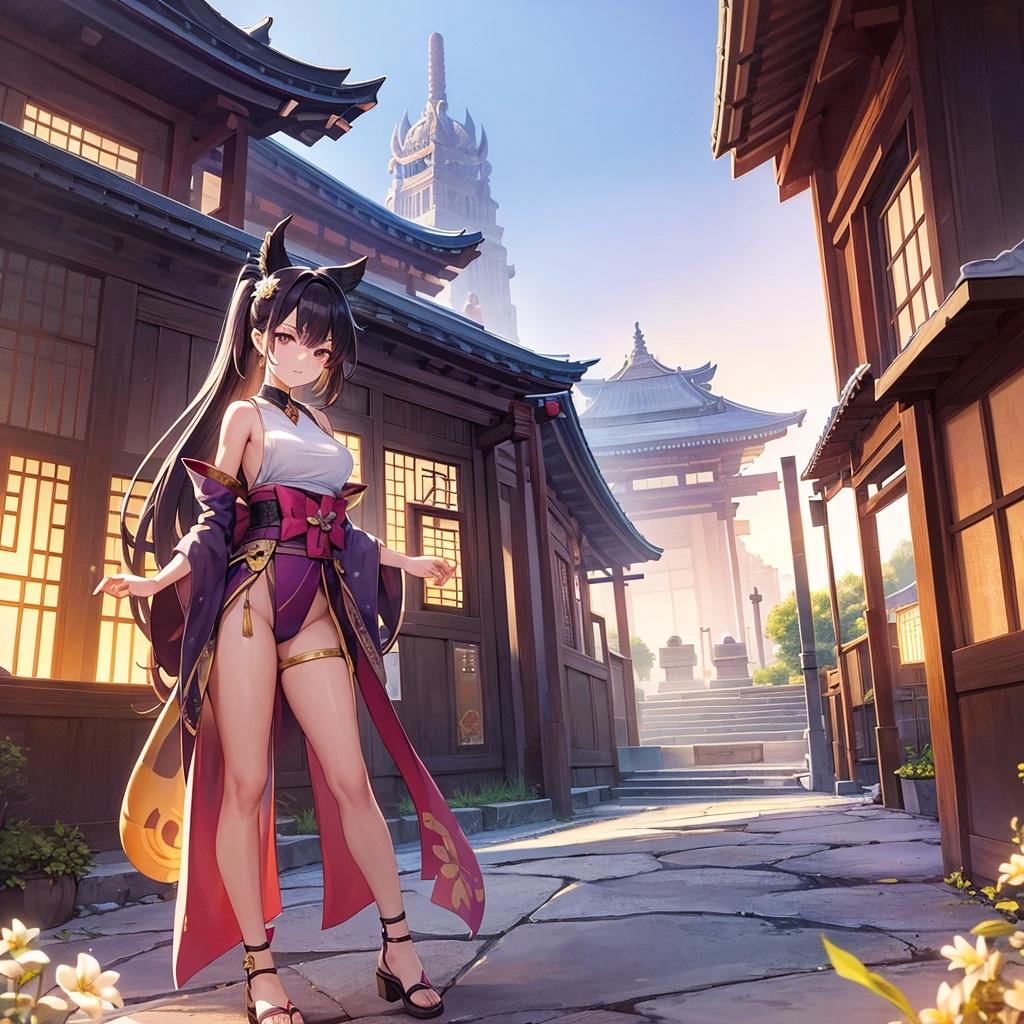 (masterpiece, highest quality), two women、wallpaper, Staring at something、from below、very detailed, On the roof、sexy woman,ninja,Kunoichi、big breasts、Taimanin, Japan,autumn、Susuki、 night, moon光,moon, sit、standing on the roof、erotic, dynamic pose, lettering.dynamic composition、dramatic lighting、