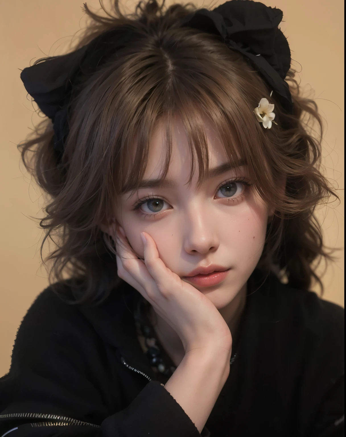 (Best Quality,4k,8k,High resolution,masterpiece:1.2),ultra detailed,(realist,photorealist,fotorrealista:1.37),beautiful detailed face, fascinating eyes, delicious lips, Flawless complexion, awesome makeup, long eyelashes, perfect eyebrows, bright smile, elegant hairstyle, elegant fashion style, safe pose, fashion accessories, Vibrant background, professional studio lighting, bokeh effect, Color palette, dynamic composition