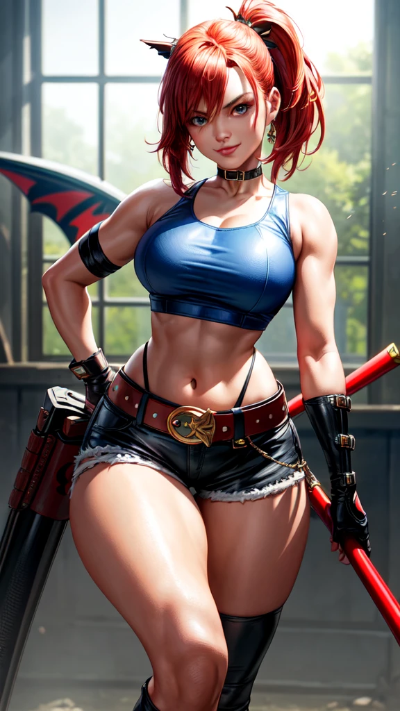 (masutepiece, Best Quality, 32 HDR, High resolution), (1womanl:2.0, Solo:2.0, 1character:2.0), (DQ3 Soldier, Red Helmet, Purple hair, Red armor), (Colossal tits, Huge boobs, Huge breasts, Exposed shaved armpits:1.3), (in the abandoned house:1.1, in a deep forest), hyperdetailed face, ultra detailed skin texture,