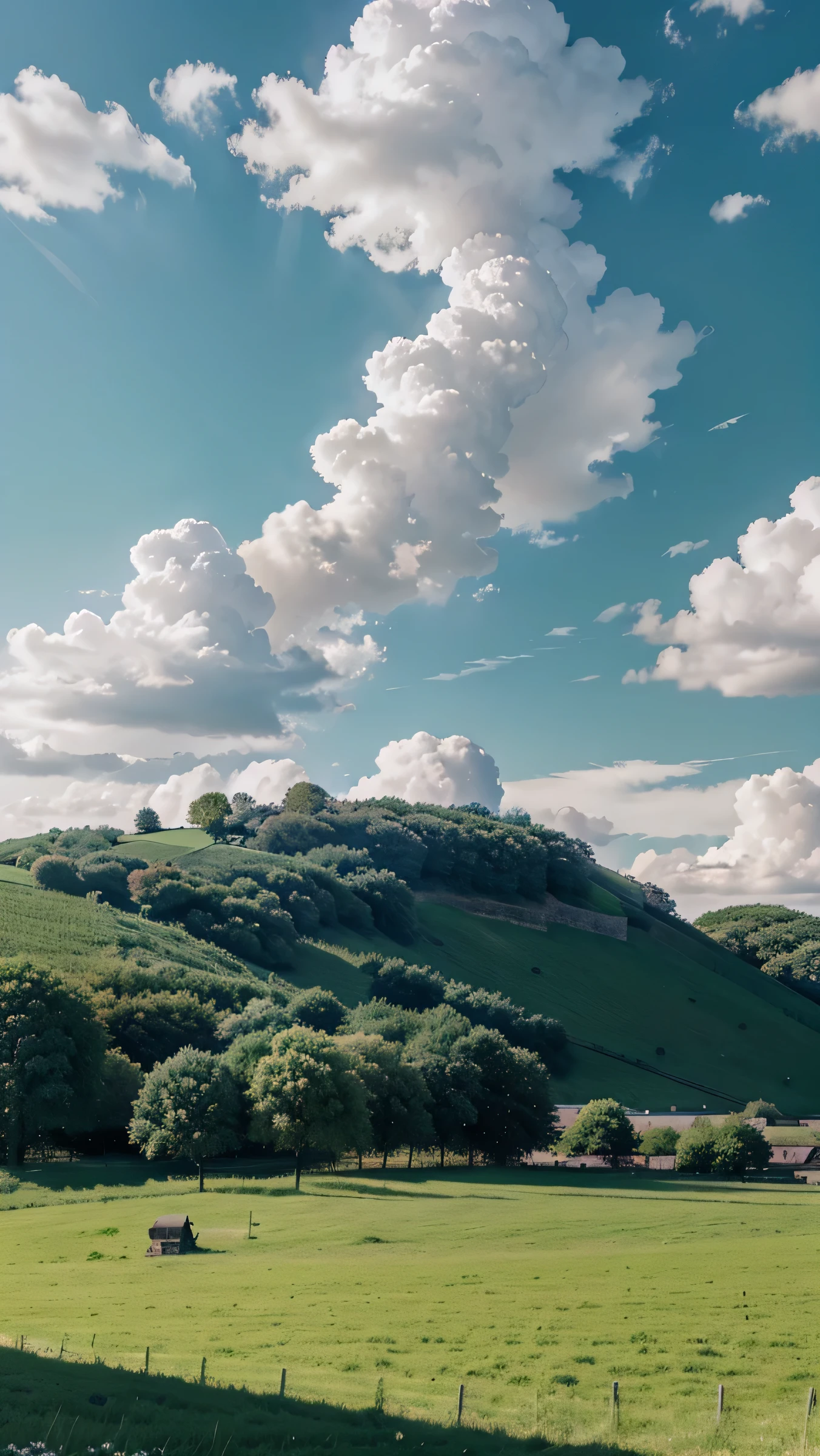 landscape wallpaper, sharp outlines, anime landscape, beautiful anime scenery, beautiful puffy clouds. anime, anime scenery, anime background, anime background art, country landscape, anime beautiful peace scene, beautiful anime scene, countryside, hd wallpaper, anime movie background, high quality desktop wallpaper, landscape wallpaper