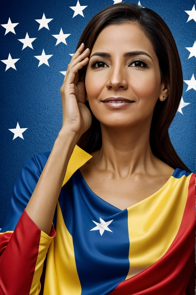 María Corina Machado with minutes in hand charges the freedom of all of Venezuela to make an image like this 
