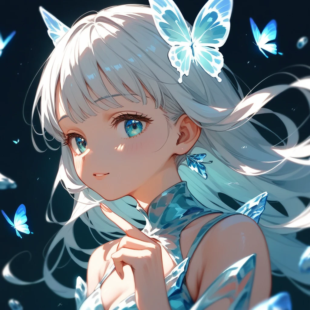 Ice Butterfly woman in chicano art style
 (score_9,score_8_up,score_7_up,score_6_up,score_5_up,score_4_up, source_anime) 