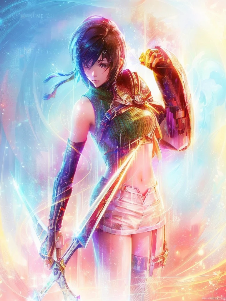 yuffie, final fantasy, anime girl, arafed image of a woman with a sword and a sword, alena aenami and artgerm, anime styled digital art, 2. 5 d cgi anime fantasy artwork, epic digital art illustration, beautiful digital artwork, digital advanced anime art, epic fantasy digital art style, advanced digital anime art ”, deviantart artstation cgscosiety