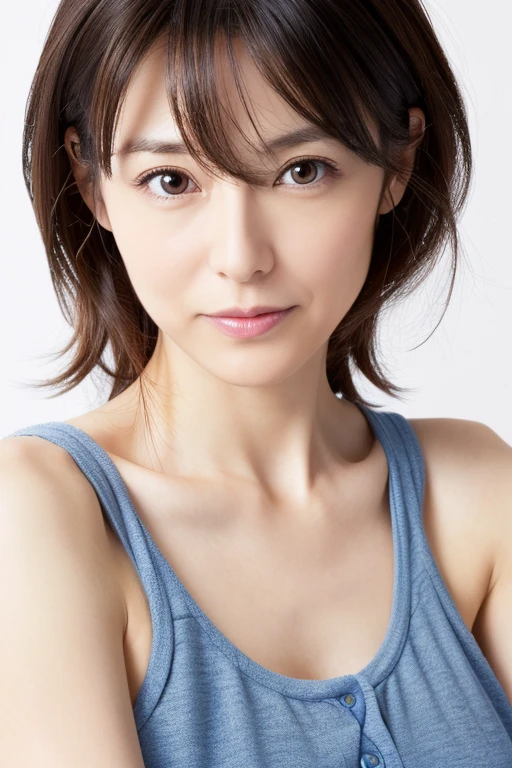 (Highly realistic photos, High resolution, Detailed face, Detailed eyes) Skinny Japanese woman, 40 years old, Cute Face, alone:1, Thin body type, camisole, Waist up photo