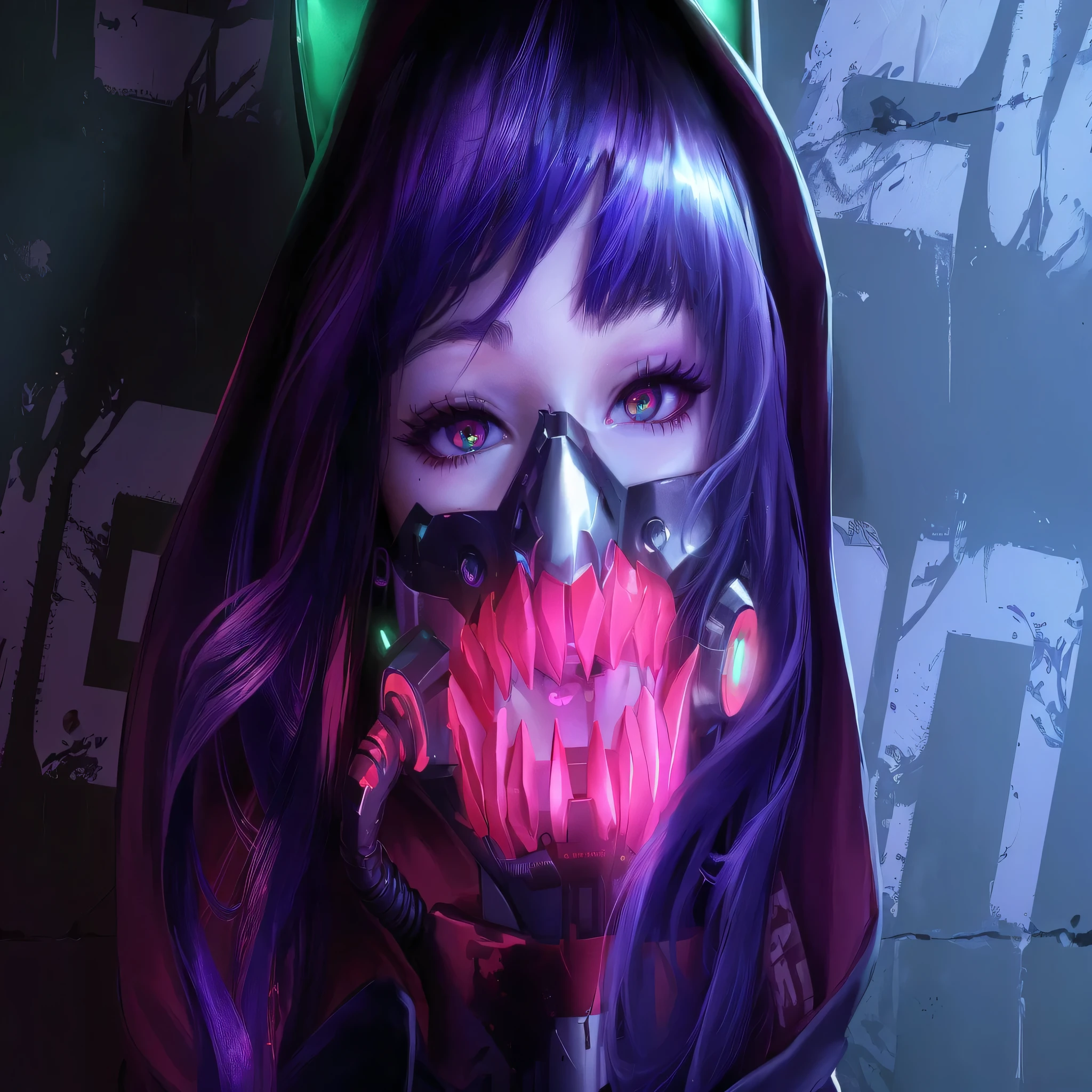 Anime girl with purple hair and hoodie holding rose, Digital Cyberpunk Animation Art, Holy robot necromancer girl, rossdraws cartoon vibrant, Anime Cyberpunk Art, Digital Cyberpunk - Animation Art, Ross Drulus and Jazz, Cyberpunk horror style, dark cyberpunk illustration, cyberpunk art style, Ross Painting 2. 0, rossdraws digital painting, Cyberpunk anime girl in hoodie
