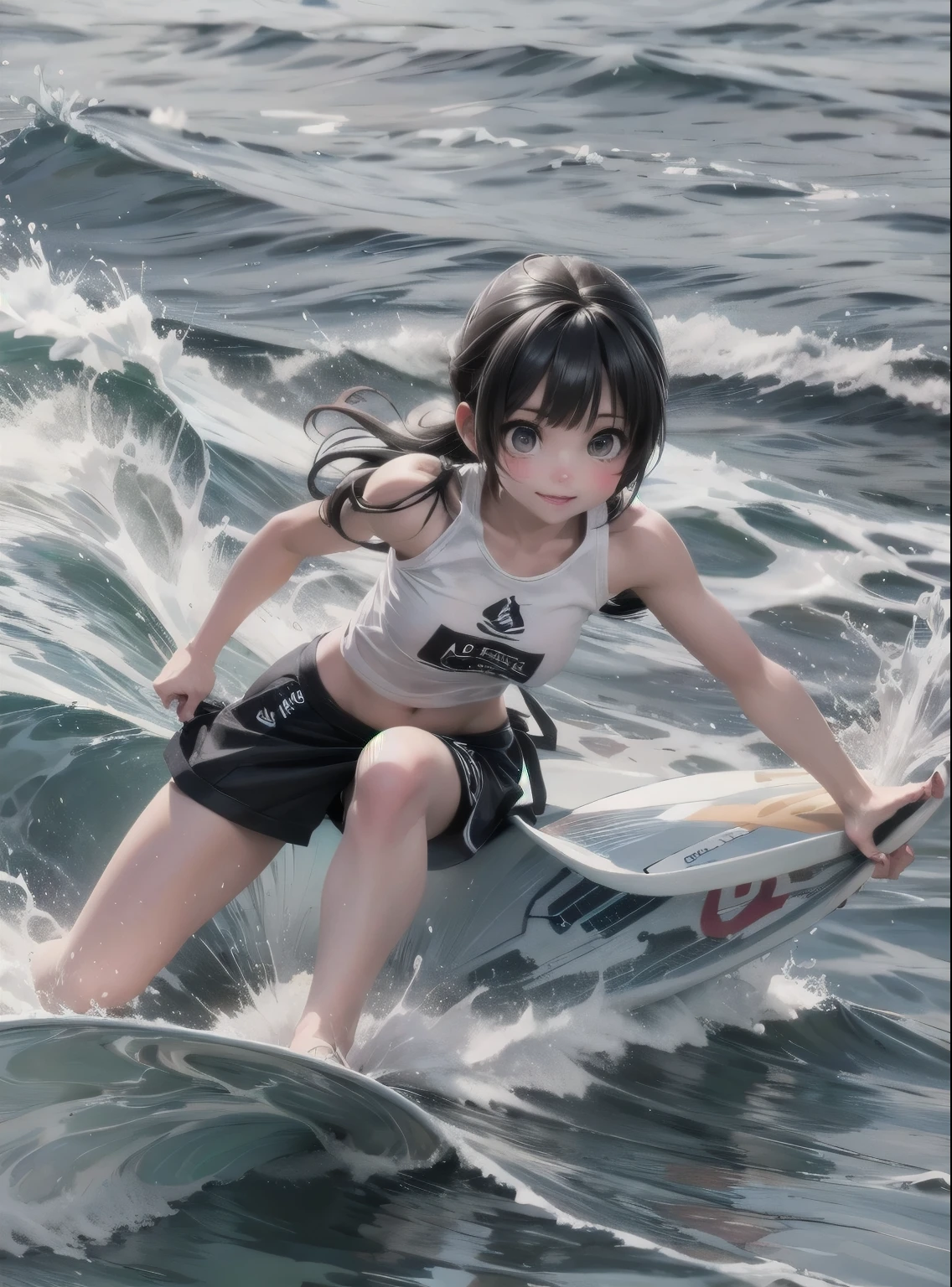 a cute girl surfing, tube ride surfing move