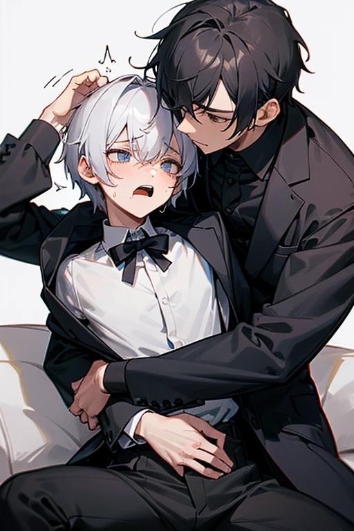 male、2人のmale、maleとmale、On the sofa、ソファで寝る2人のmale、Being pushed down、Expressionless、is embraced、Clumsy Hands、Three white eyeale性、Short Hair、adult、2人のadult、大柄のmale、university student、adultのmale、大きなmale、suspicious、violent、sex appeal、Exposed bare skin、Black clothes、suit、shirt、Press your body against each other、cold、straddle the body、dark、heavy、Interrogation、torture、Sweat、scream、dark、simple
