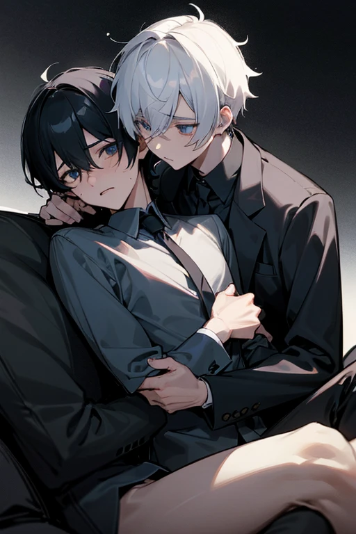 male、2人のmale、maleとmale、On the sofa、ソファで寝る2人のmale、Being pushed down、Expressionless、is embraced、Clumsy Hands、Three white eyeale性、Short Hair、adult、2人のadult、大柄のmale、university student、adultのmale、大きなmale、suspicious、violent、sex appeal、Exposed bare skin、Black clothes、suit、shirt、Press your body against each other、cold、straddle the body、dark、heavy、Interrogation、torture、hostility、Sweat、dark、simple