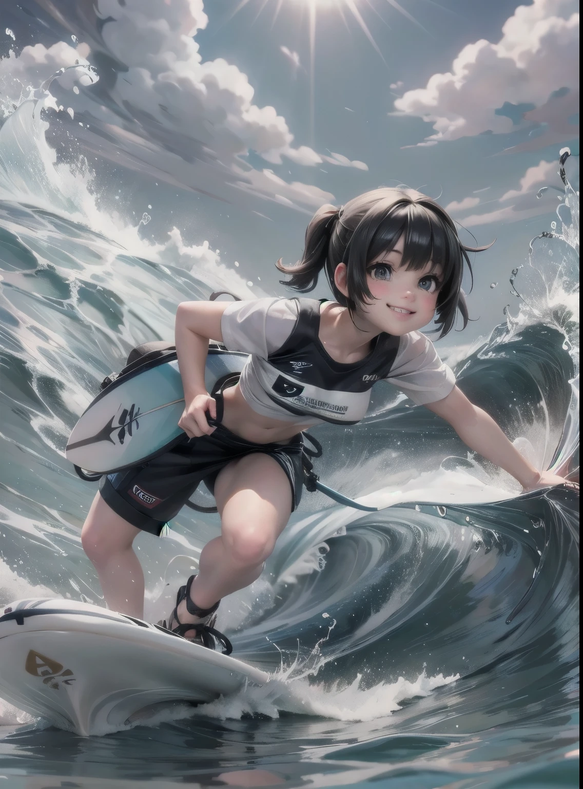 a cute girl surfing, tube ride surfing move