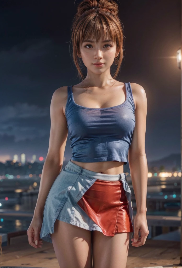 Kasumi, brown eyes, (best quality, ultra detail), (realistic:1.37), beautiful and detailed face, ultra-realistic texture, Delicate face, delicate body, red lipstick, bright colors. high definition, 8K. a soft, beautiful smile
