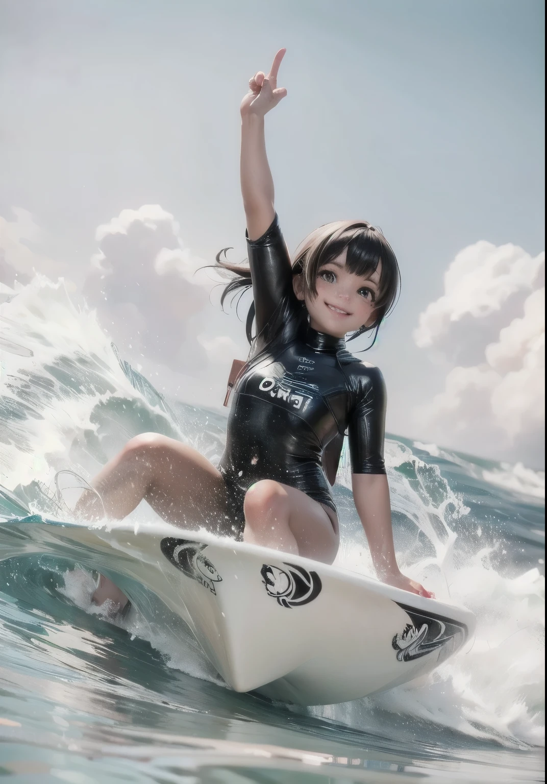 a cute girl surfing, tube ride surfing move