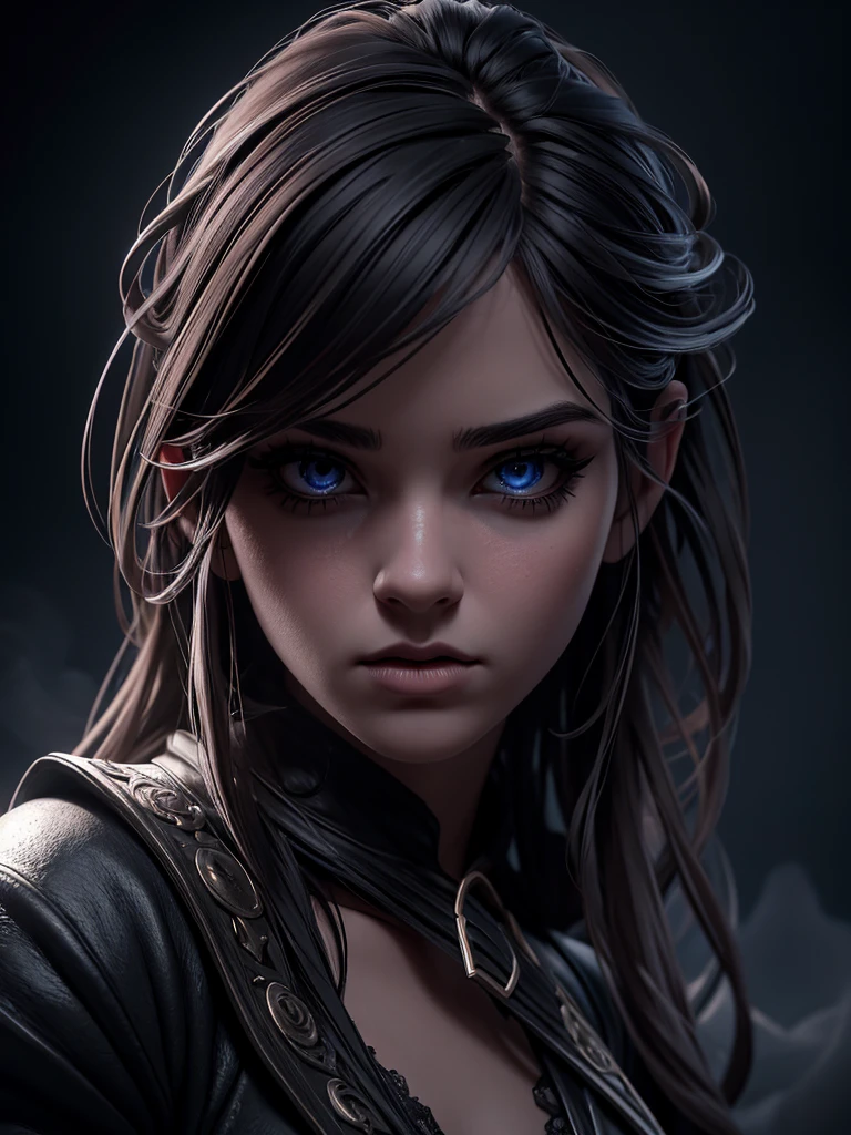 a girl in a cloud of smoke, dramatic lighting, moody atmosphere, cinematic, chiaroscuro, dramatic pose, mystical, dark fantasy, high contrast, volumetric lighting, dramatic shadows, smoky, misty, atmospheric, dark tones, rich colors, dramatic lighting, cinematic composition, powerful expression, intense gaze, beautiful detailed eyes, beautiful detailed lips, extremely detailed eyes and face, long eyelashes, 1girl, digital art, 8k, hyper detailed, photorealistic, masterpiece, dramatic lighting, moody atmosphere, cinematic, dark fantasy