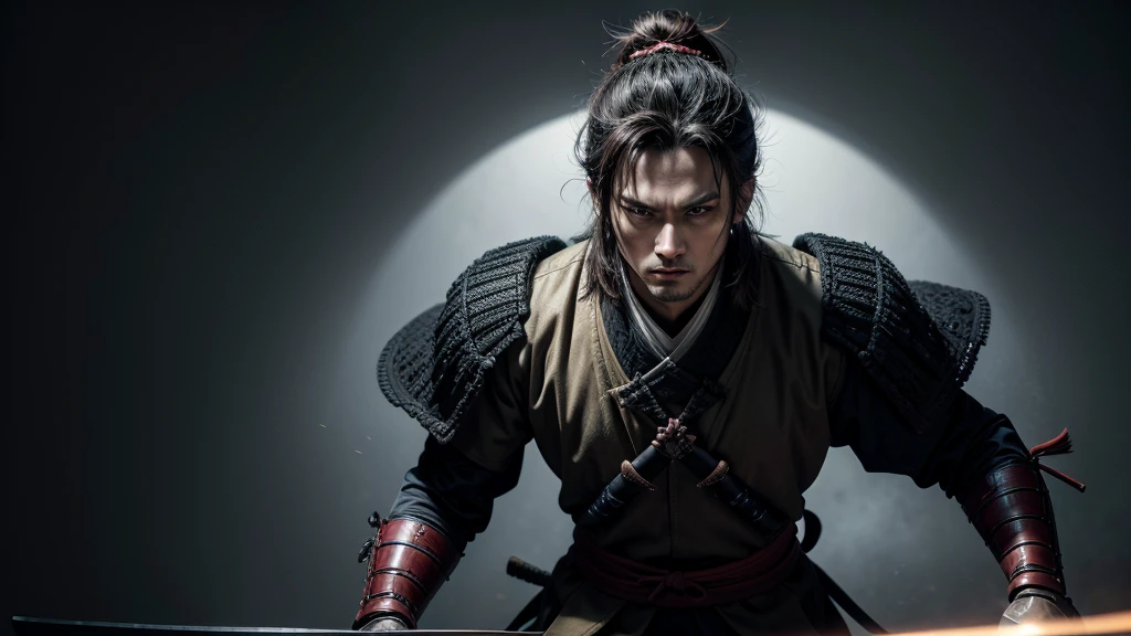 Wallpaper samurai, Open scenario, vergetation,dark