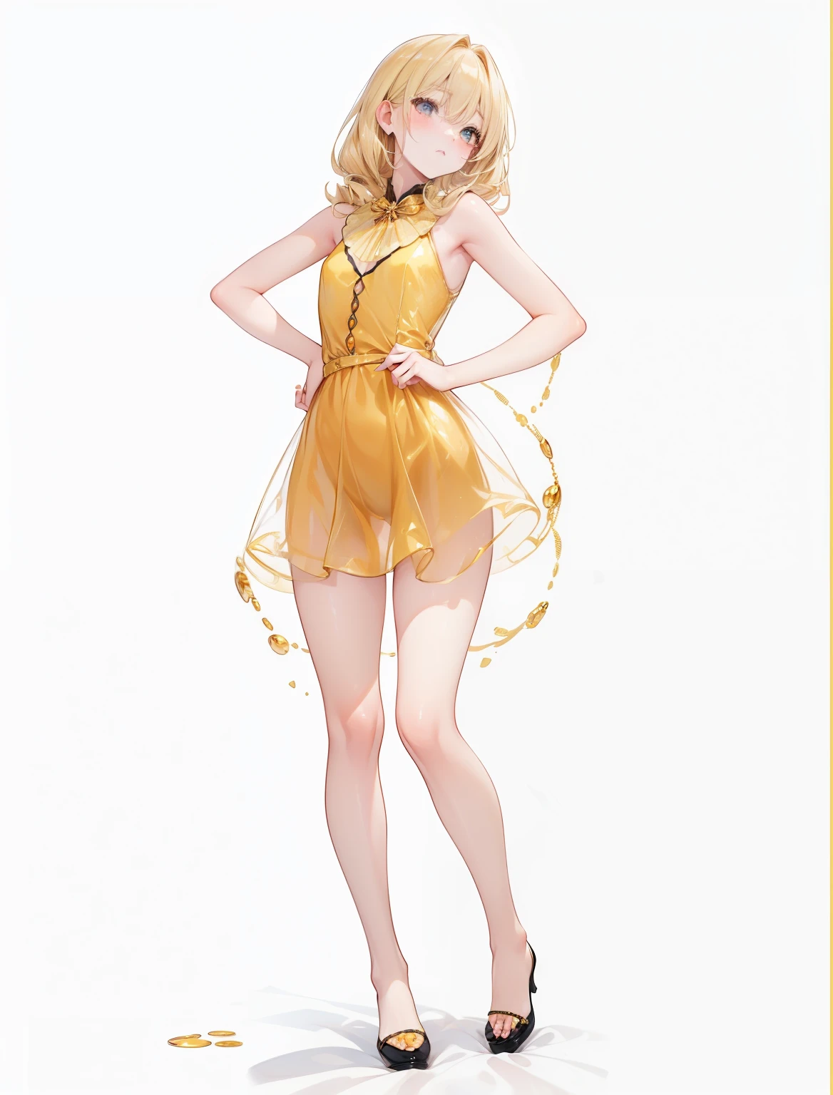((shor honey blond hair)),(((honey gold eyes))),Best Quality,masutepiece,8K, Top image quality, RAW photography, 超A high resolution, Shot for one person only, model shoot, round chest, ((small eyes)), Beautiful Eyes of Details, Beautiful eyelashes、Very slim physique, with blush cheeks,