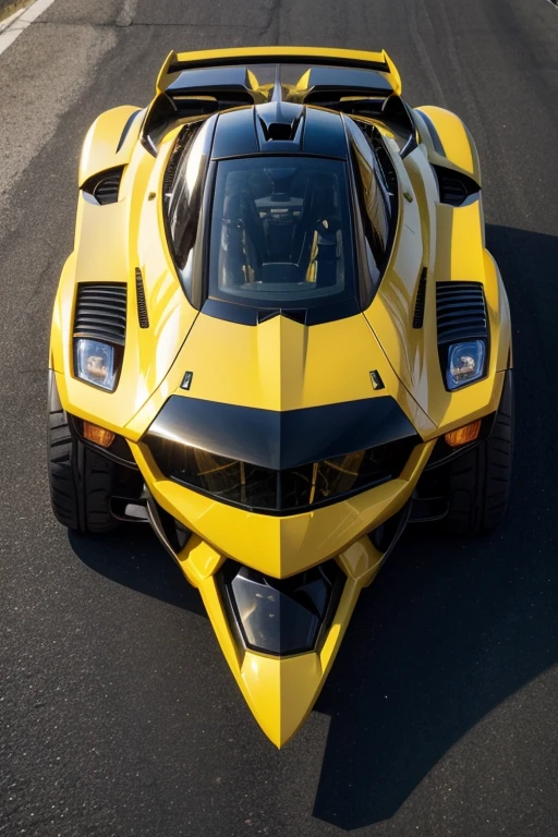 Make a dark yellow Power Rangers Transformers Decepticon car with fox vinyl and fox details from Miles Tails Prower from Sonic