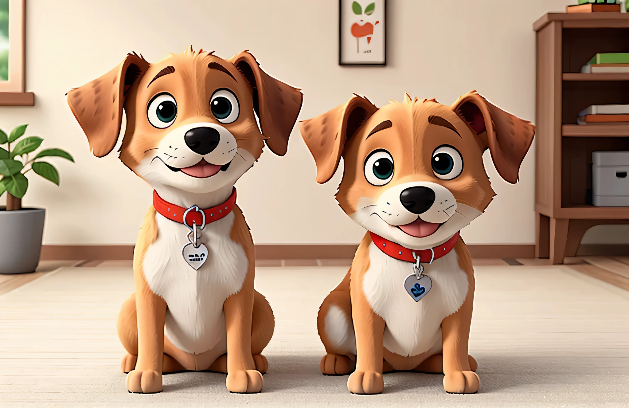 sticker,dog,cartoon,cute,#EBD5B9 background