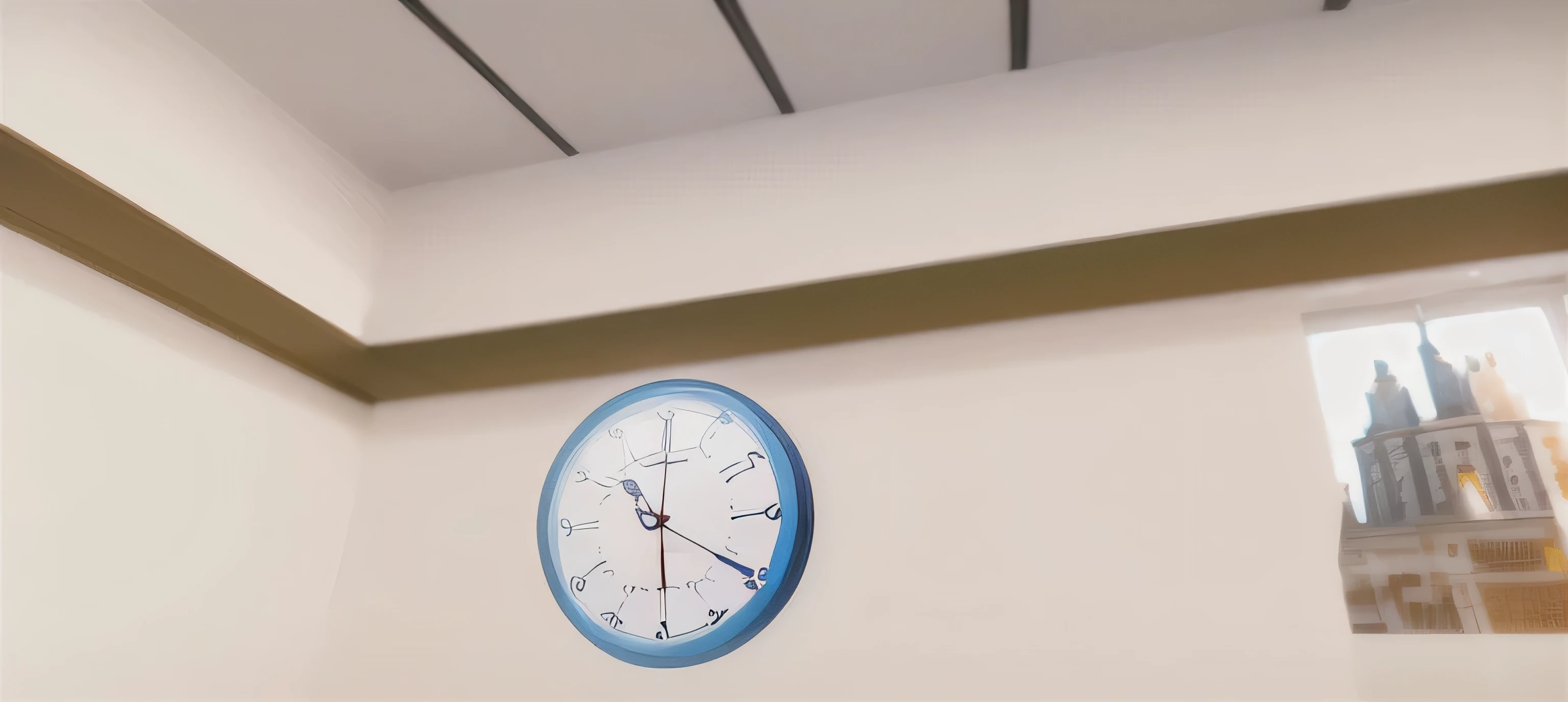there is a clock hanging on the wall in a room, clock, rendered in maya 4 d, rendered in blender, depicted as a 3 d render, rendered in pov - ray, rendered with blender, random background scene, semi - realistic render, daylight made in blender, rendered in 3 dsmax, clockface, rendered in maya, afternoon time, render in blender