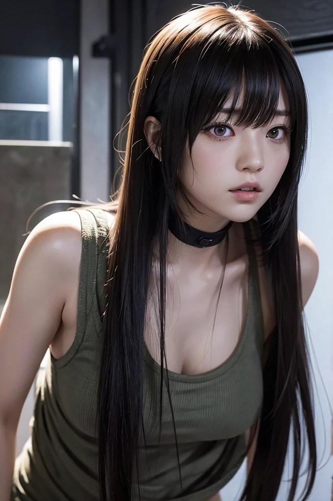 Japanese girl with long hair resident evil style spy 