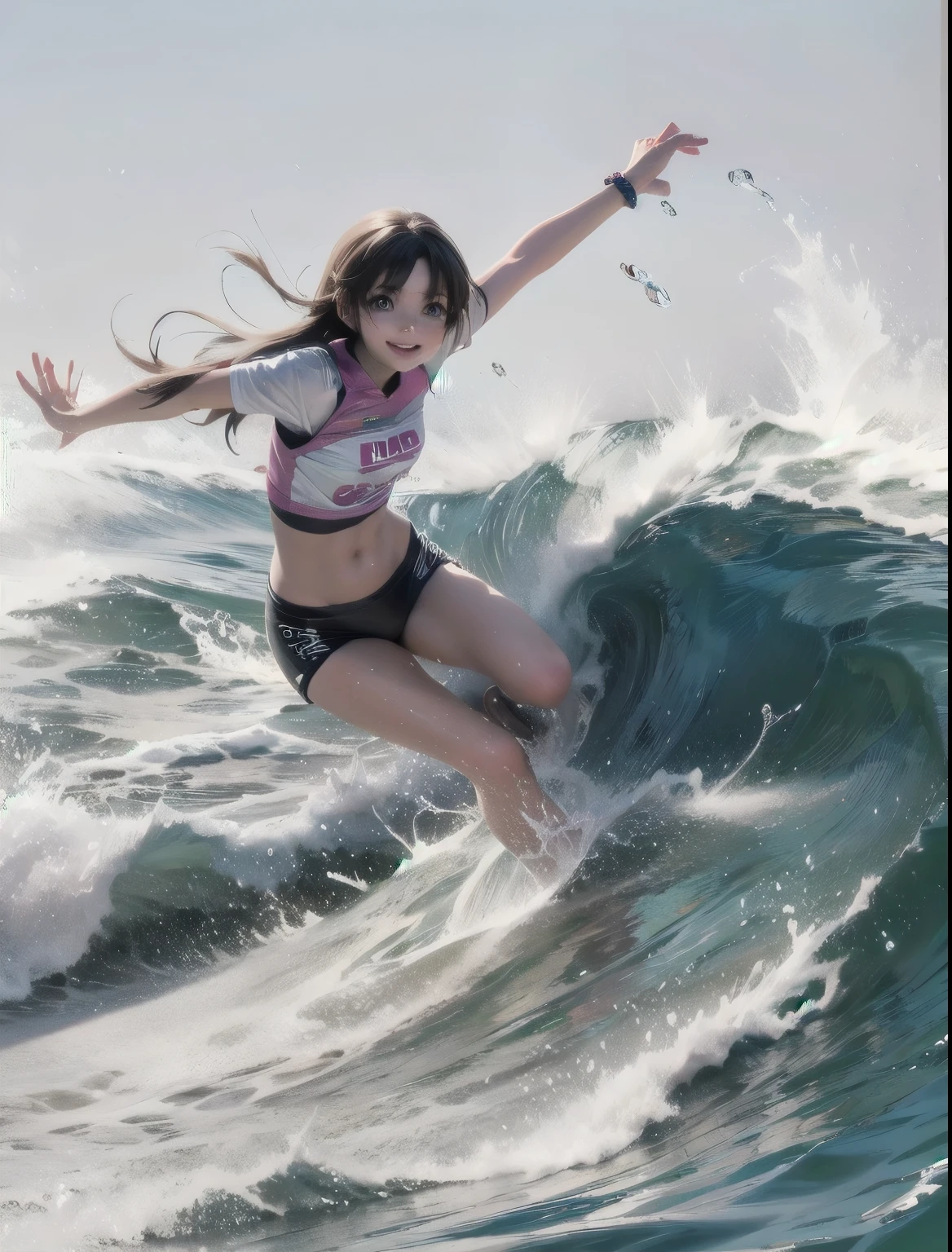 a cute girl surfing, tube ride surfing move