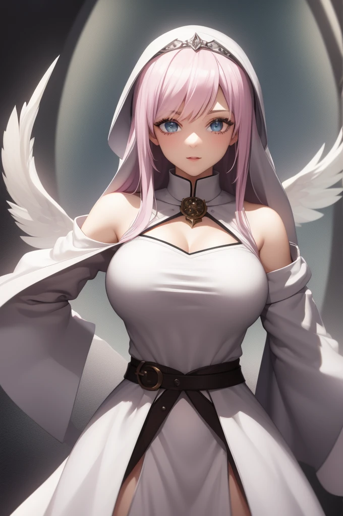 Fantasy RPG character, 26-year-old woman, White Mage, Healing magic user, Cleric, Angel, White robe, ((anime)), ((best qualtiy, 8K, tmasterpiece:1.3)), Focus:1.2, perfect figure beautiful woman:1.4, 1woman, cowboy shot, look at viewer, eyes facing the camera, incredibly absurd, beautiful and cute woman, showcasing top-quality craftsmanship, cute, neat,pretty