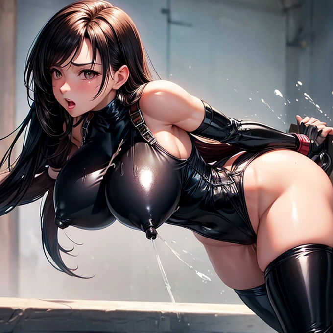tifa lockhart Glossy black bodysuit Huge breasts Blowing out a lot of breast milk A large amount of squirting is blowing Huge penis A large amount of semen is released