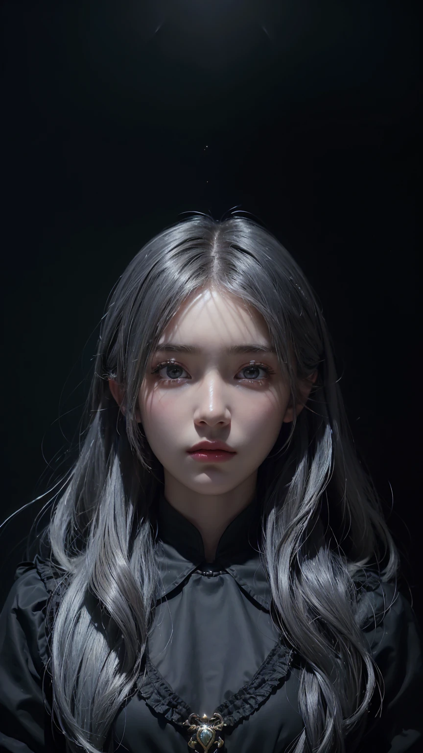 (Front Focus),(In the Dark:1.6),
Hyperrealist Female Portrait by David Hockney and Alphonse Mucha,Fantasy art, Photorealistic, Dynamic Lighting, Art Station, Poster, Volumetric lighting, Highly detailed face, 4k yen, Awards,, One girl, In the Dark, Deep Shadow, Modest,Cowboy Shot,(Official attire:1.4) ,Long Hair,Gray Hair,
