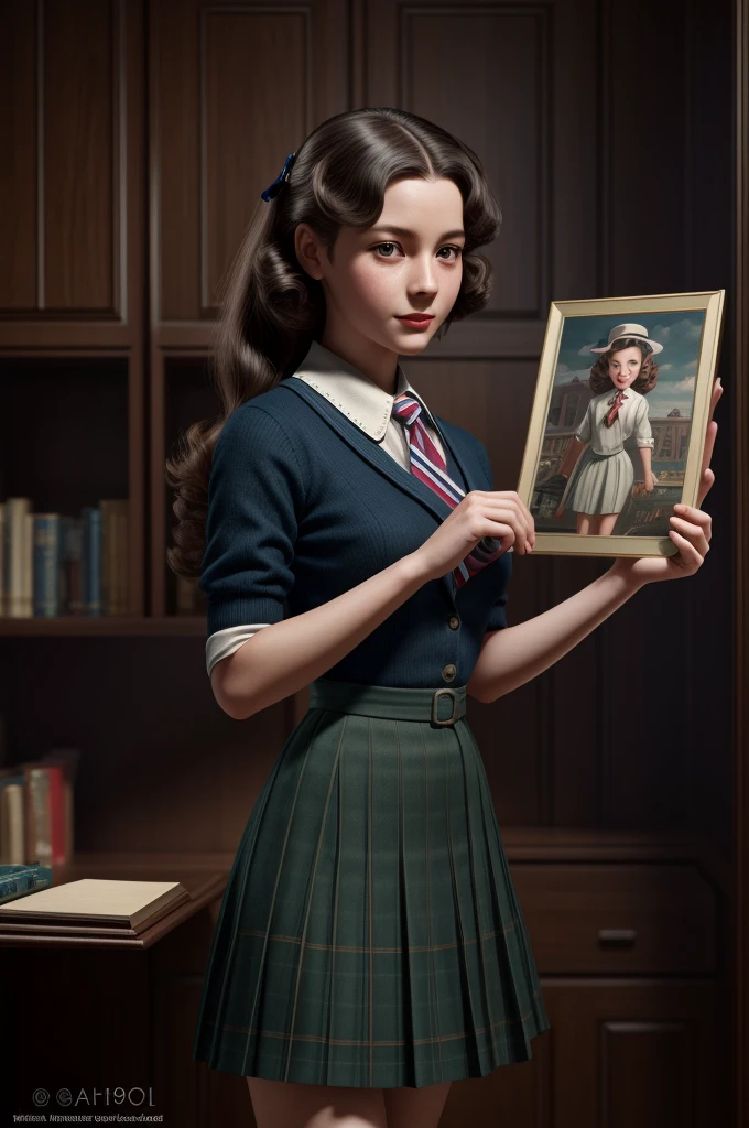 Pretty English 1940s private school girl. Official Art – An Award-Winning Digital Masterpiece In 4K Ultra HD, Extreme Detail And Intricate Realism. This Concept Art Brought To Life By The Hands Of Artists Like Wlop & Artgerm In A Stunning 2D Vector Illustration.
