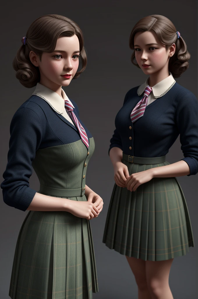 Pretty English 1940s private school girl. Official Art – An Award-Winning Digital Masterpiece In 4K Ultra HD, Extreme Detail And Intricate Realism. This Concept Art Brought To Life By The Hands Of Artists Like Wlop & Artgerm In A Stunning 2D Vector Illustration.
