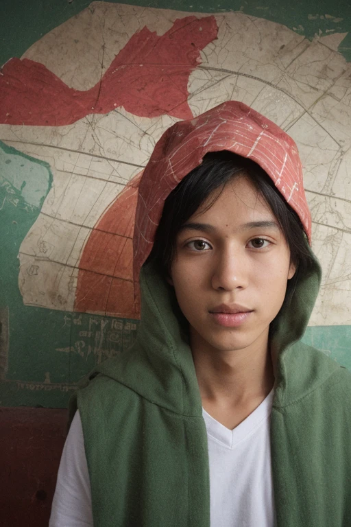 Bangladesh flag behind 22 year old yong and fornt face covered with red cloth and red colour coming from the head smart style boy Bangladesh flag Bangladesh Map