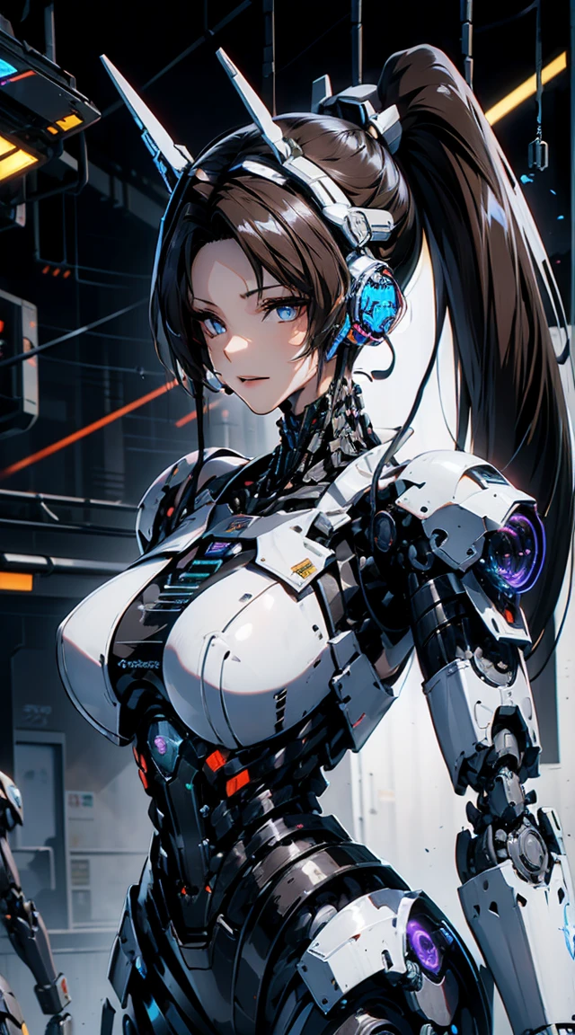 (head shot:1.6)、Very detailed, Advanced Details, high quality, High resolution, 1080P, hard disk, beautiful,(War Machine),Armor War,(He has a machine gun in each hand:1.5),(Dynamic pose:1.3)、(attack posture:1.3)、beautiful,Mecha Cyborg Girl,BATTLE MODE,Mecha Body Girl,She is wearing a futuristic War Machine weapon mecha、(((Mechanical Headgear:1.3)))、(((Cyber Headphones:1.3)))、Close-up of a woman in a futuristic suit, Girl wearing mecha cyber armor, Cyberpunk Anime Girl Mecha, Female Mecha, perfect Anime Cyborg woman, Anime Cyborg, Mech Suit, Anime Mecha Armor, アニメMecha aesthetics, Girl in Armor, beautiful少女サイボーグ, Mecha aesthetics, Japanese Cyborg, Cyber Suit, Cyber Japan style armor、((High ponytail:1.3))、