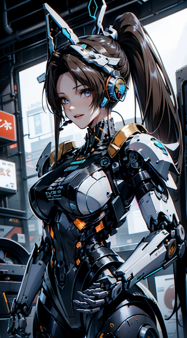 (head shot:1.6)、Very detailed, Advanced Details, high quality, High resolution, 1080P, hard disk, beautiful,(War Machine),Armor War,((He has a machine gun in each hand:1.5)),((Dynamic pose:1.3))、(attack posture:1.3)、beautiful,Mecha Cyborg Girl,BATTLE MODE,Mecha Body Girl,She is wearing a futuristic War Machine weapon mecha、(((Mechanical Headgear:1.3)))、(((Cyber Headphones:1.3)))、Close-up of a woman in a futuristic suit, Girl wearing mecha cyber armor, Cyberpunk Anime Girl Mecha, Female Mecha, perfect Anime Cyborg woman, Anime Cyborg, Mech Suit, Anime Mecha Armor, アニメMecha aesthetics, Girl in Armor, beautiful少女サイボーグ, Mecha aesthetics, Japanese Cyborg, Cyber Suit, Cyber Japan style armor、((High ponytail:1.3))、
