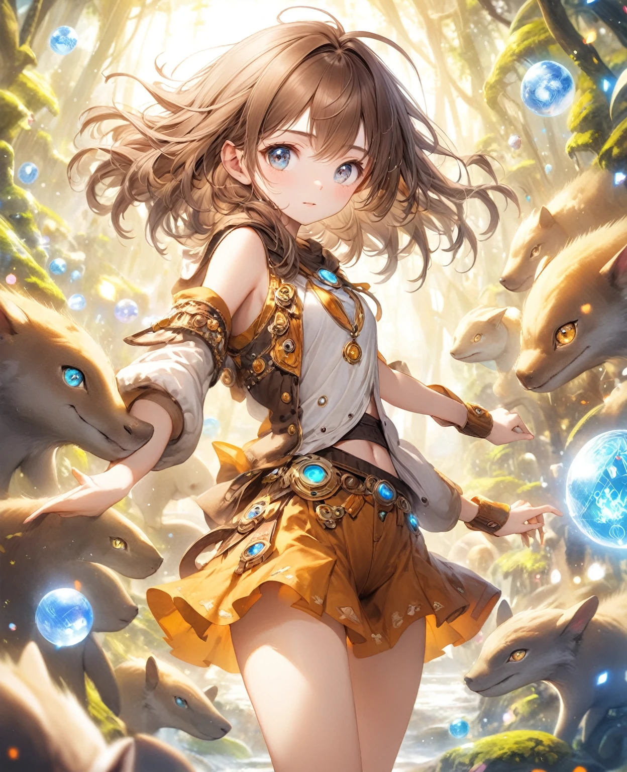(Highest quality,8k,32K,masterpiece,Ultra-high resolution :1.2 ),born,One girl,Super cute,Natural light,Clear, shining eyes,20-year-old,Fair skin,Fantasy background of a wild electronic world,Brown Hair,cowboy，Cowgirl，