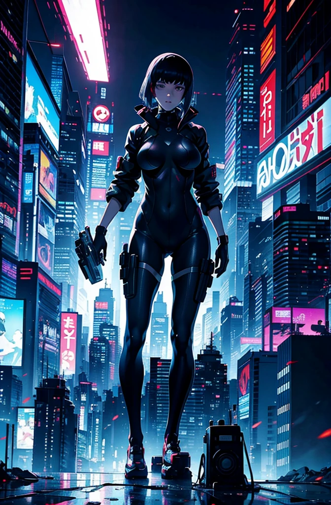 Ghost in the Shell&#39;s Motoko inserts her huge futanari penis into the anal of a  in uniform