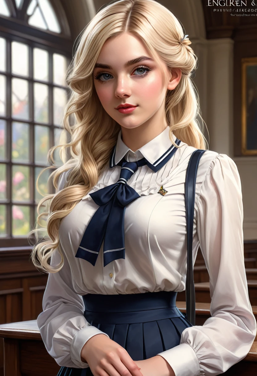 Pretty English 1910s private school girl. Official Art – An Award-Winning Digital Masterpiece In 4K Ultra HD, Extreme Detail And Intricate Realism. This Concept Art Brought To Life By The Hands Of Artists Like Wlop & Artgerm In A Stunning 2D Vector Illustration. Paige Renee Spiranac