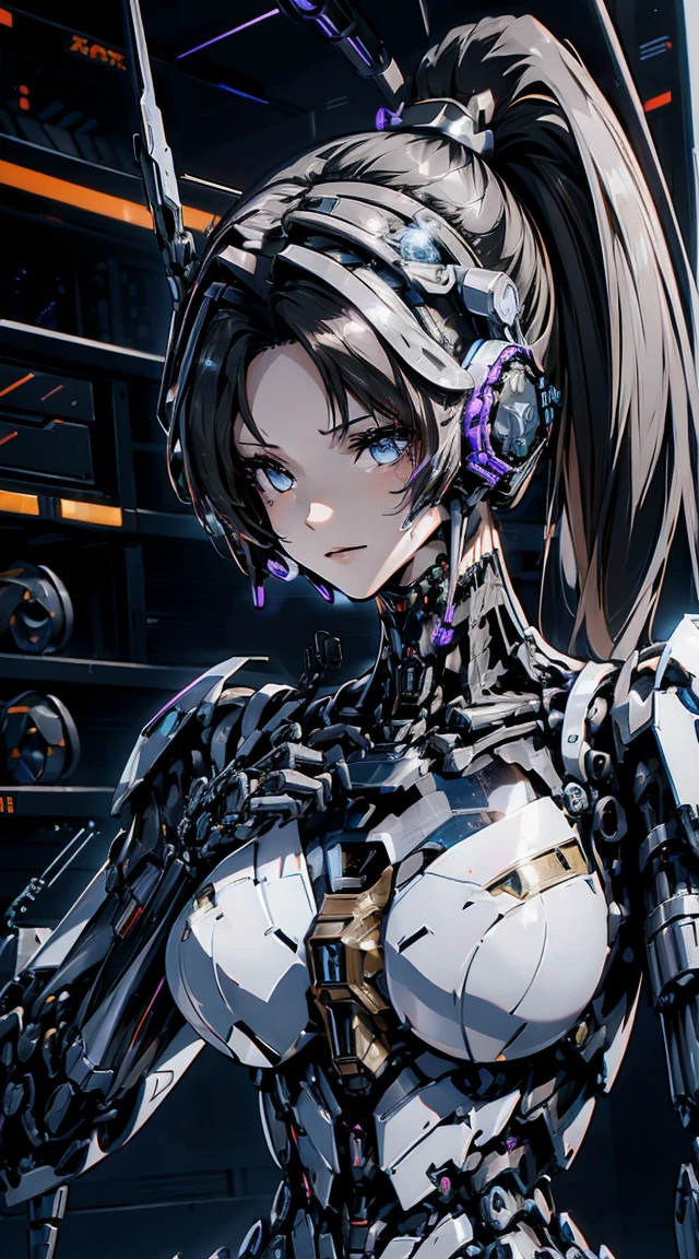 (head shot:1.6)、Very detailed, Advanced Details, high quality, High resolution, 1080P, hard disk, beautiful,(War Machine),Armor War,((He has a machine gun in each hand:1.5)),((Dynamic pose:1.3))、((attack posture:1.3))、beautiful,Mecha Cyborg Girl,BATTLE MODE,Mecha Body Girl,She is wearing a futuristic War Machine weapon mecha、(((Mechanical Headgear:1.3)))、(((Cyber Headphones:1.3)))、Close-up of a woman in a futuristic suit, Girl wearing mecha cyber armor, Cyberpunk Anime Girl Mecha, Female Mecha, perfect Anime Cyborg woman, Anime Cyborg, Mech Suit, Anime Mecha Armor, アニメMecha aesthetics, Girl in Armor, beautiful少女サイボーグ, Mecha aesthetics, Japanese Cyborg, Cyber Suit, Cyber Japan style armor、((High ponytail:1.3))、