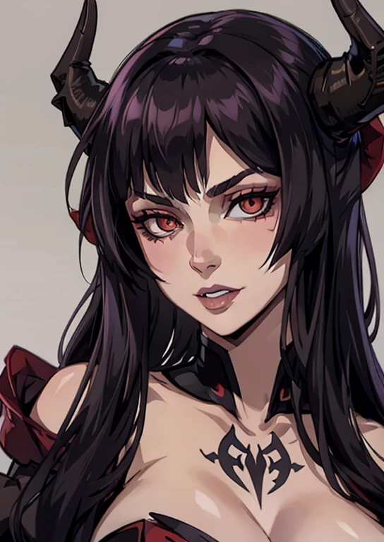 masterpiece, best quality, Eliza, vampire, face portrait, beautiful, horns