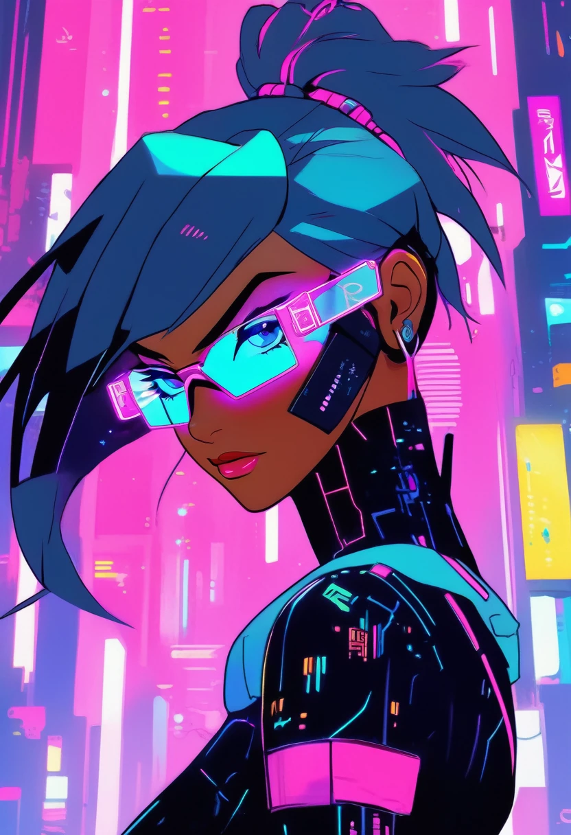 anime girl with futuristic glasses and a futuristic city background, cyberpunk art style, cyberpunk themed art, cyberpunk artstyle, digital cyberpunk anime art, digital cyberpunk - anime art, jen bartel, cyberpunk vibes, cyberpunk art, cyberpunk digital painting, cyberpunk vibrant colors, the cyberpunk girl portrait, cyberpunk vibe, cyberpunk anime art, cyberpunk digital art, detailed cyberpunk illustration, cyberpunk illustration