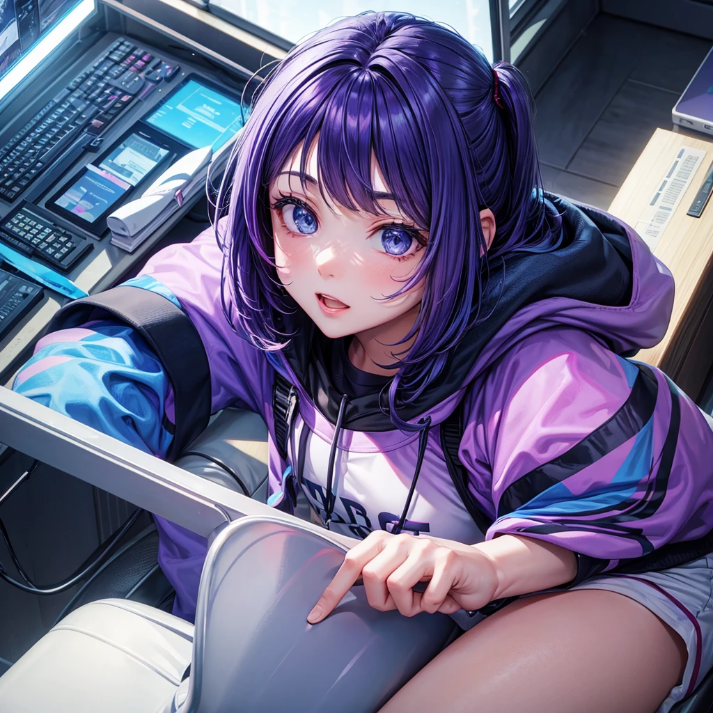 A youtube coach girl purple and blue color technology