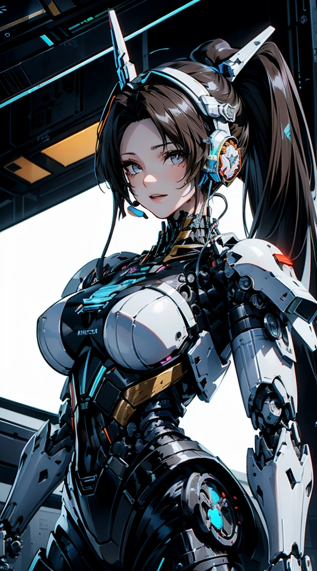 (head shot:1.6)、Very detailed, Advanced Details, high quality, High resolution, 1080P, hard disk, beautiful,(War Machine),Armor War,((He has a machine gun in each hand:1.5)),((Dynamic pose:1.3))、((attack posture:1.3))、beautiful,Mecha Cyborg Girl,BATTLE MODE,Mecha Body Girl,She is wearing a futuristic War Machine weapon mecha、(((Mechanical Headgear:1.3)))、(((Cyber Headphones:1.3)))、Close-up of a woman in a futuristic suit, Girl wearing mecha cyber armor, Cyberpunk Anime Girl Mecha, Female Mecha, perfect Anime Cyborg woman, Anime Cyborg, Mech Suit, Anime Mecha Armor, アニメMecha aesthetics, Girl in Armor, beautiful少女サイボーグ, Mecha aesthetics, Japanese Cyborg, Cyber Suit, Cyber Japan style armor、((High ponytail:1.3))、