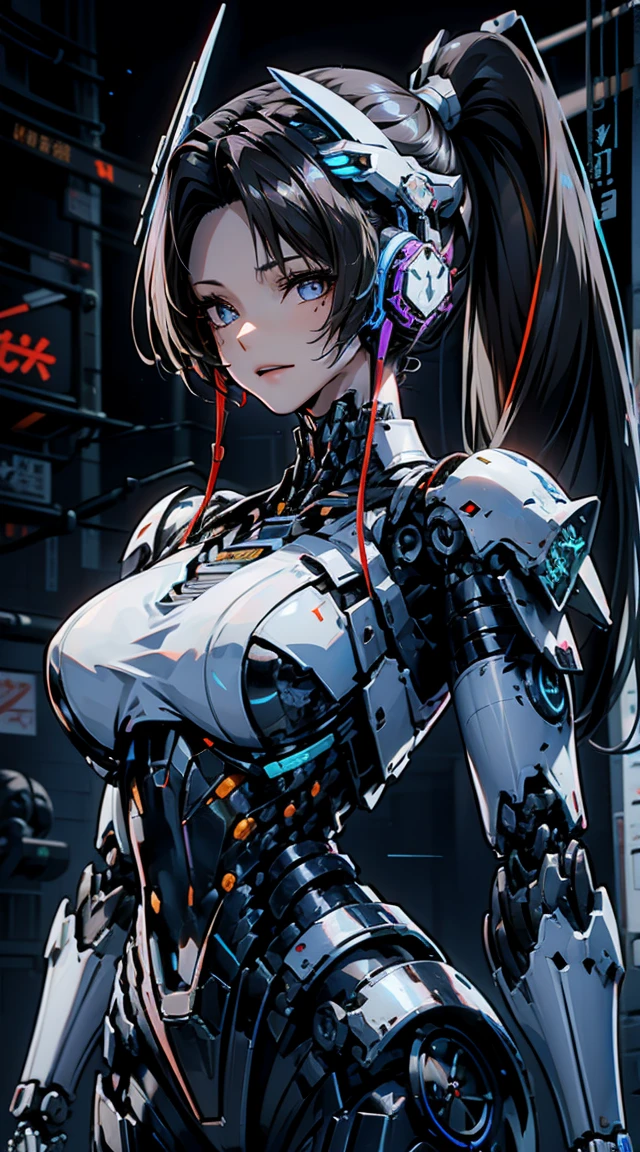 (head shot:1.6)、Very detailed, Advanced Details, high quality, High resolution, 1080P, hard disk, beautiful,(War Machine),Armor War,((He has a machine gun in each hand:1.5)),((Dynamic pose:1.3))、(attack posture:1.3)、beautiful,Mecha Cyborg Girl,BATTLE MODE,Mecha Body Girl,She is wearing a futuristic War Machine weapon mecha、(((Mechanical Headgear:1.3)))、(((Cyber Headphones:1.3)))、Close-up of a woman in a futuristic suit, Girl wearing mecha cyber armor, Cyberpunk Anime Girl Mecha, Female Mecha, perfect Anime Cyborg woman, Anime Cyborg, Mech Suit, Anime Mecha Armor, アニメMecha aesthetics, Girl in Armor, beautiful少女サイボーグ, Mecha aesthetics, Japanese Cyborg, Cyber Suit, Cyber Japan style armor、((High ponytail:1.3))、