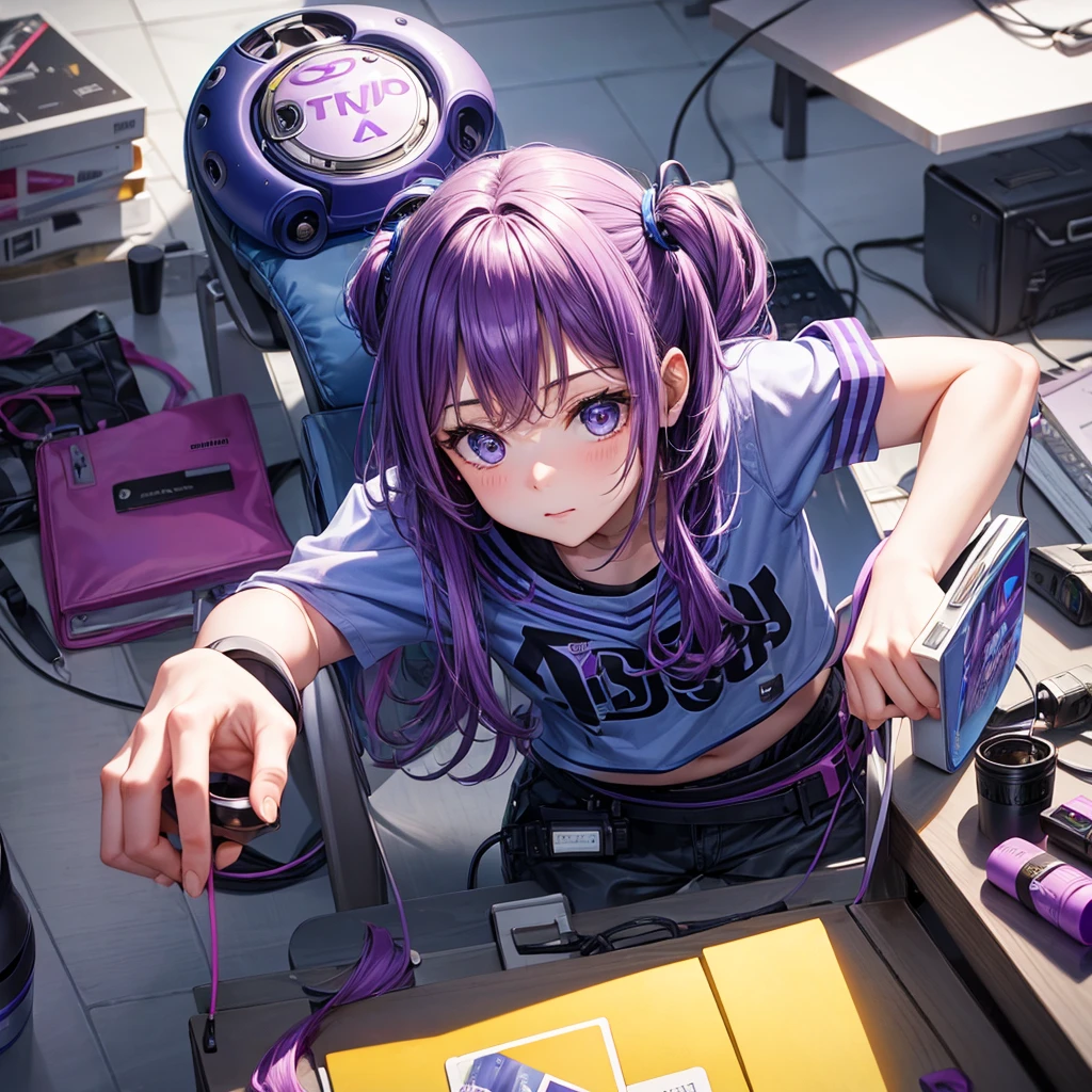 A purple and blue youtube coach girl
