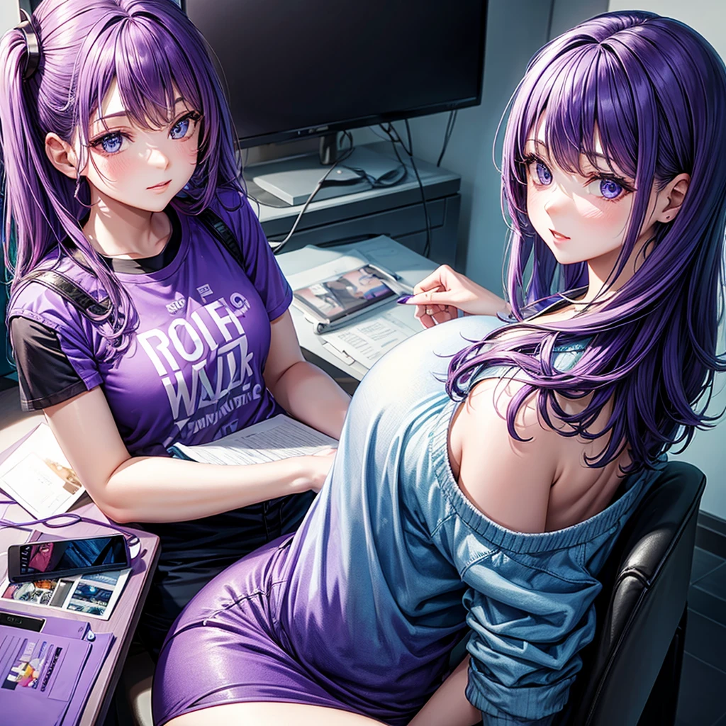 A purple and blue youtube coach girl