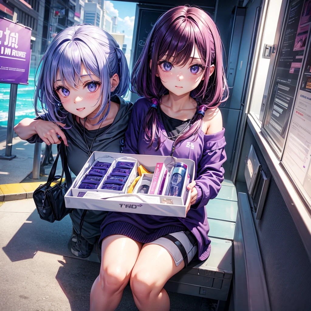 A purple and blue youtube coach girl