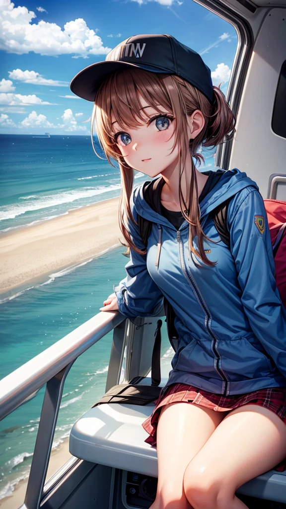 On a hill with a view of the sea camera Camper Girl