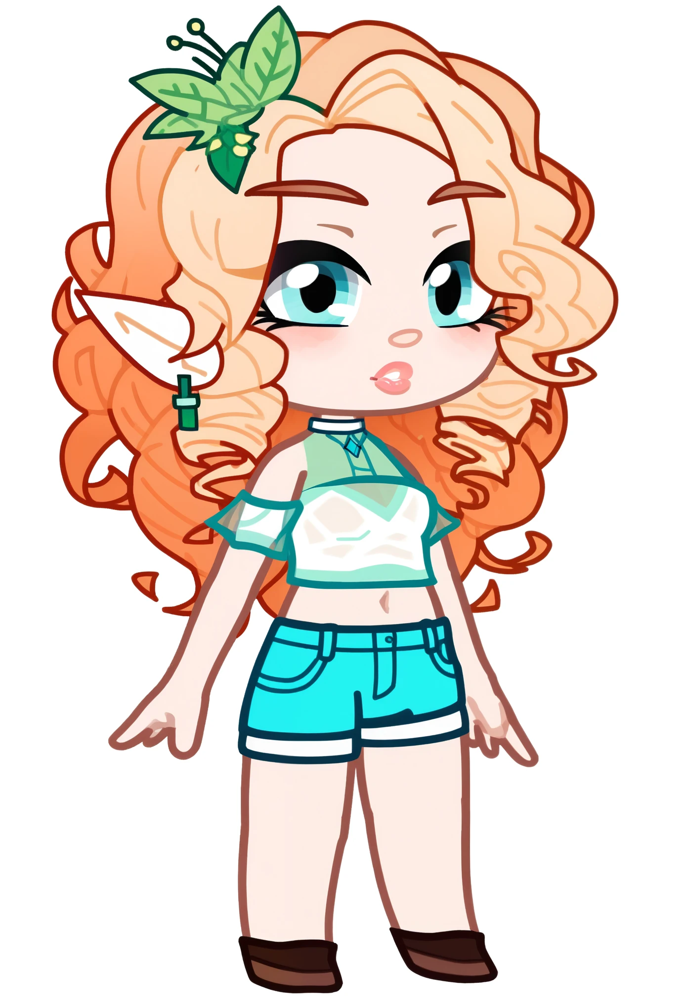 up to, chibi, whole body, *thin,pale guy quite tall,thin waist,Pretty appearance,Plump lips, long eyelashes,protruding ears ,white long curly hair*
*the guy smells like ripe strawberries and field lilies*
*The guy was wearing cute super short shorts and a silk wrap shirt*
*the shirt had a deep neckline,and it was also a little see-through